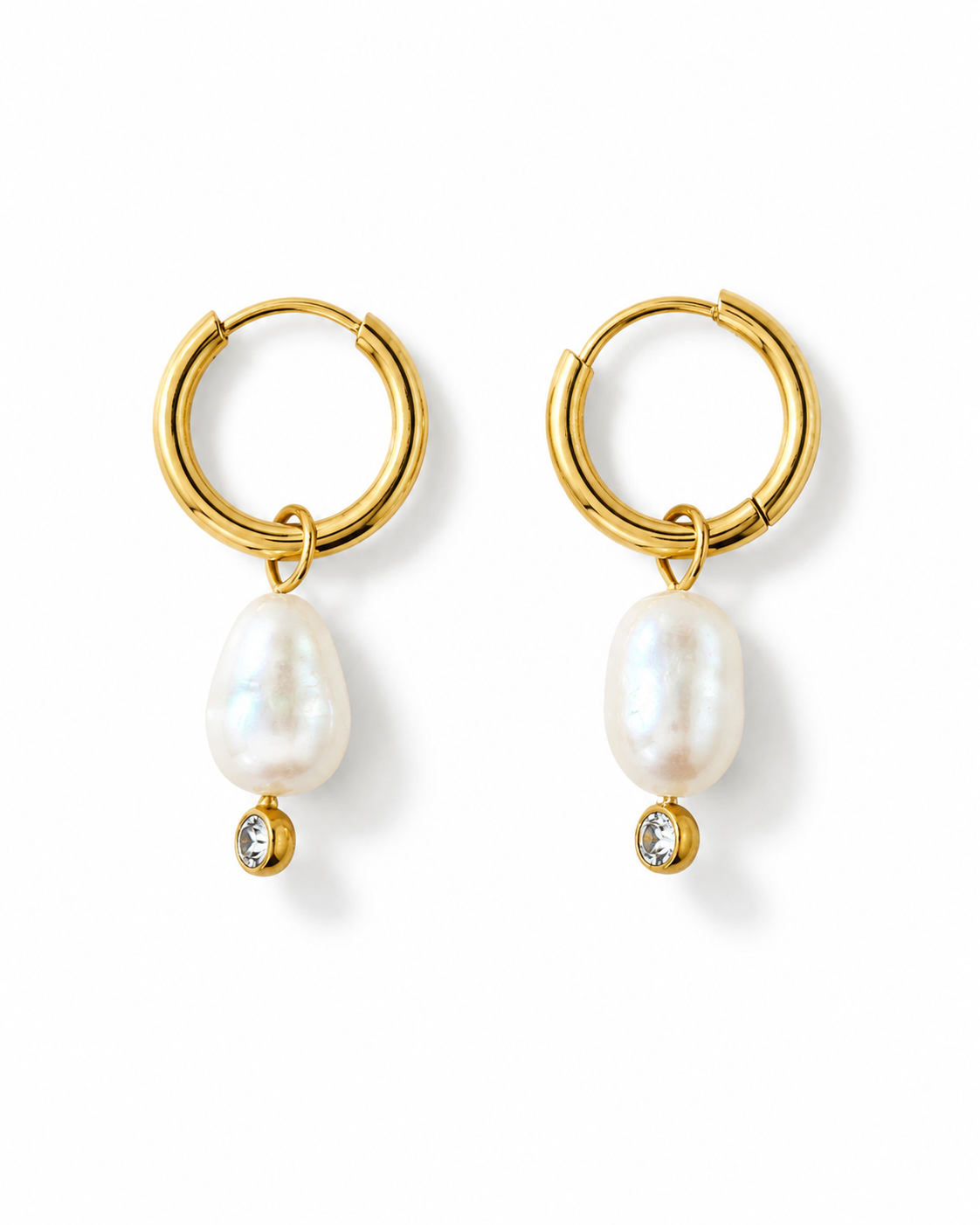 Elara Pearl Huggie Earrings