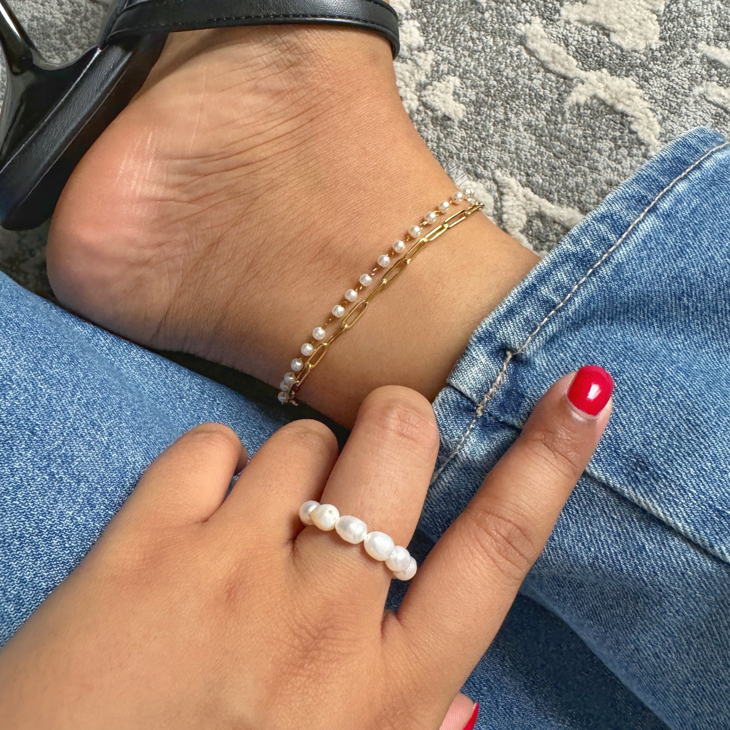 Aurea Pearl Chain Anklet