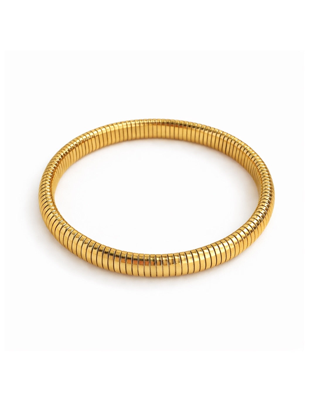Solene Ribbed Gold Coil Bangle