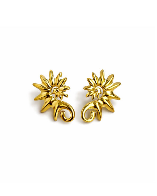 Helios Sculpted Sun Earrings