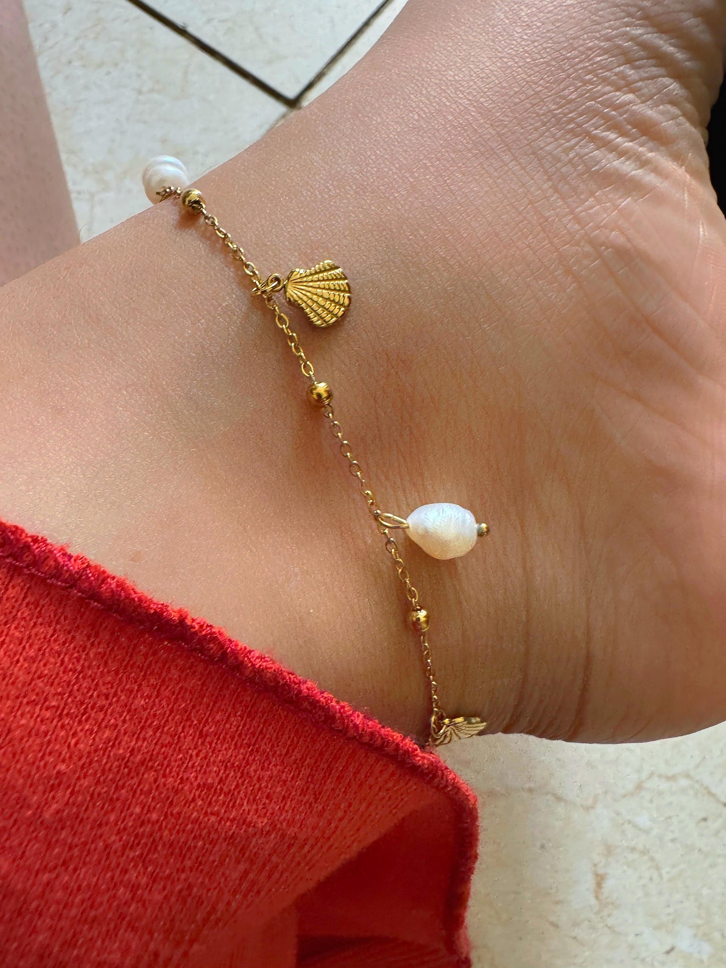 Marina Seashell & Pearl Anklet