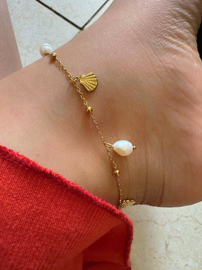 Marina Seashell & Pearl Anklet