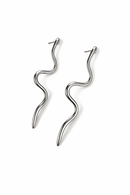 Seren Wave Drop Silver Earrings