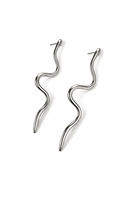 Seren Wave Drop Silver Earrings