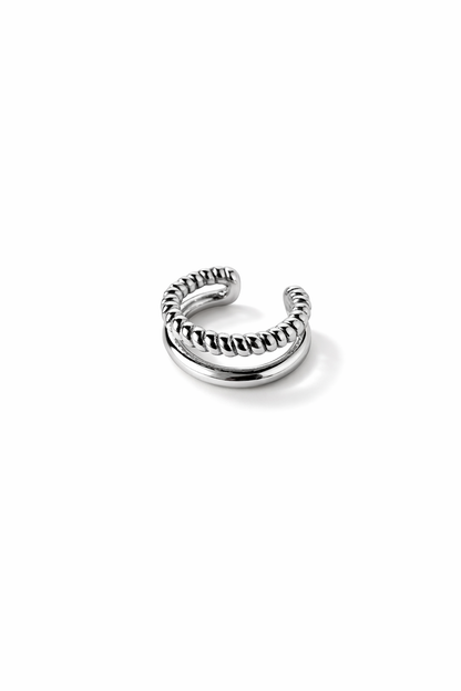 Nova Double Band Silver Ear Cuff
