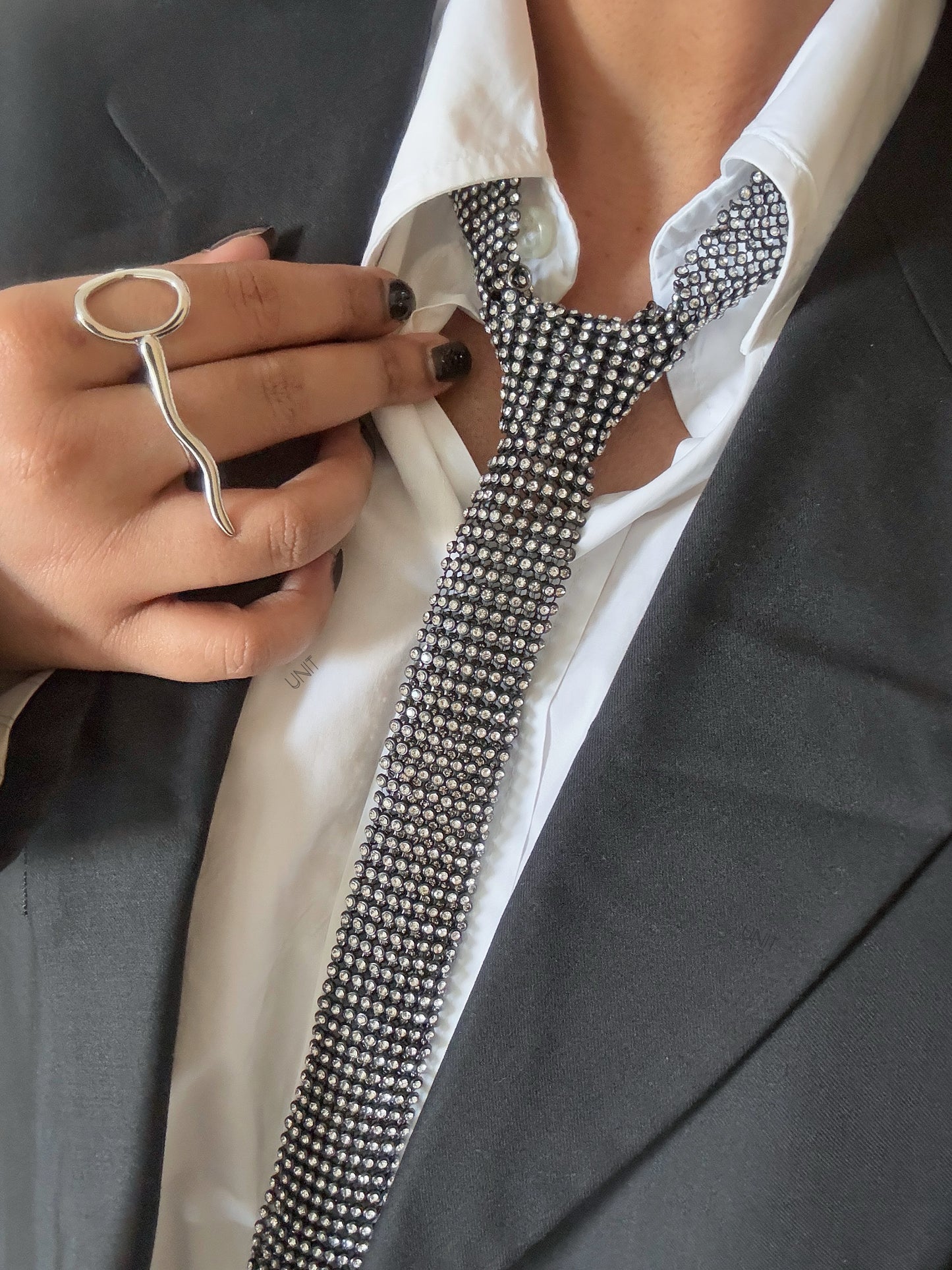 Rhea Crystal Tie Necklace
