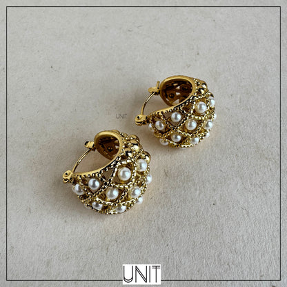 Vintage Pearl Lattice Hoops