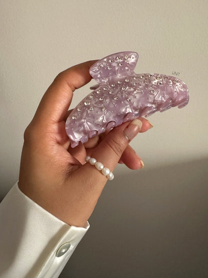 Lavender Crystal Hair Clip