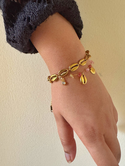 Rainbow Seashell Charm Bracelet