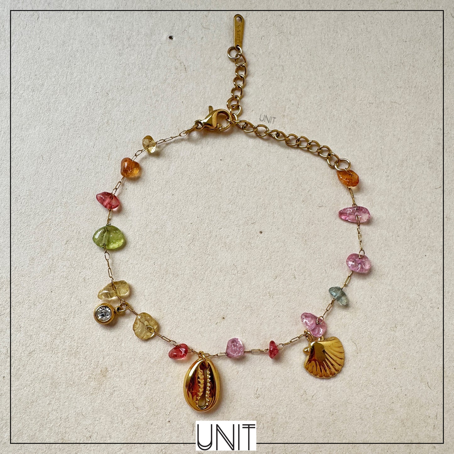 Rainbow Seashell Charm Bracelet