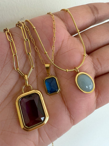 Amethyst Gold Frame Necklace