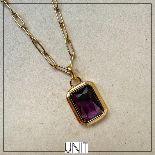 Amethyst Gold Frame Necklace