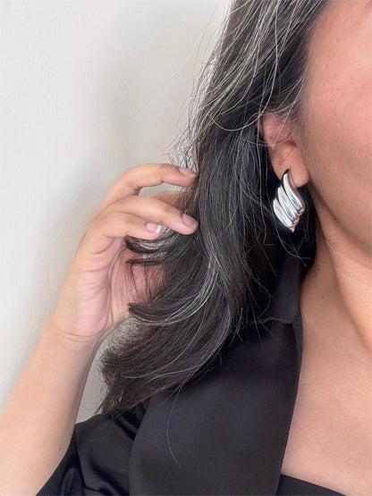 Aurelia Sculpted Silver Studs