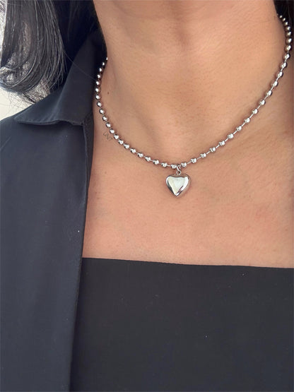 Luna Heart Silver Necklace