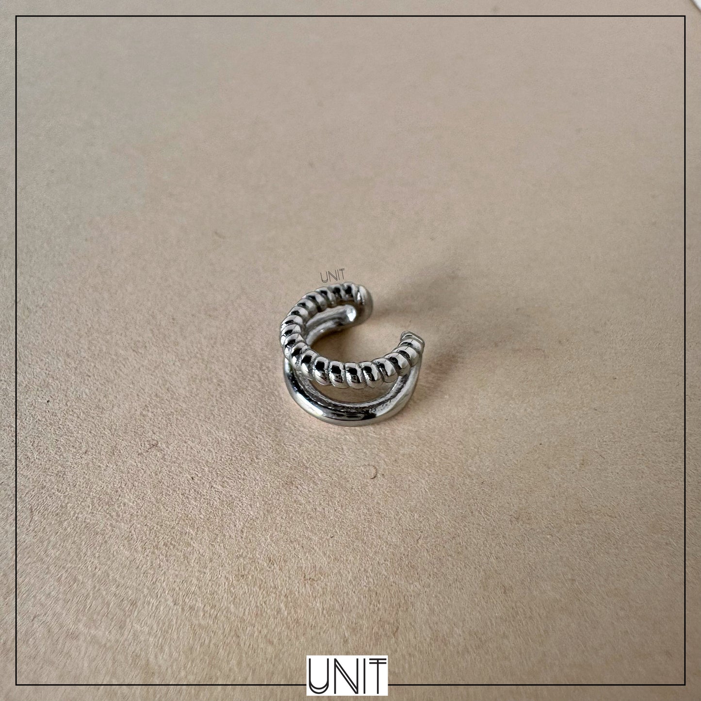 Nova Double Band Silver Ear Cuff