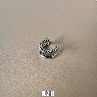 Nova Double Band Silver Ear Cuff
