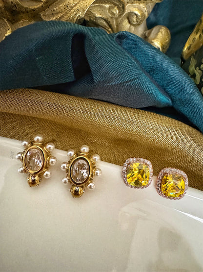 Citrine Glow Crystal Studs