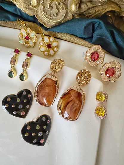 Scarlet Bloom Crystal Studs