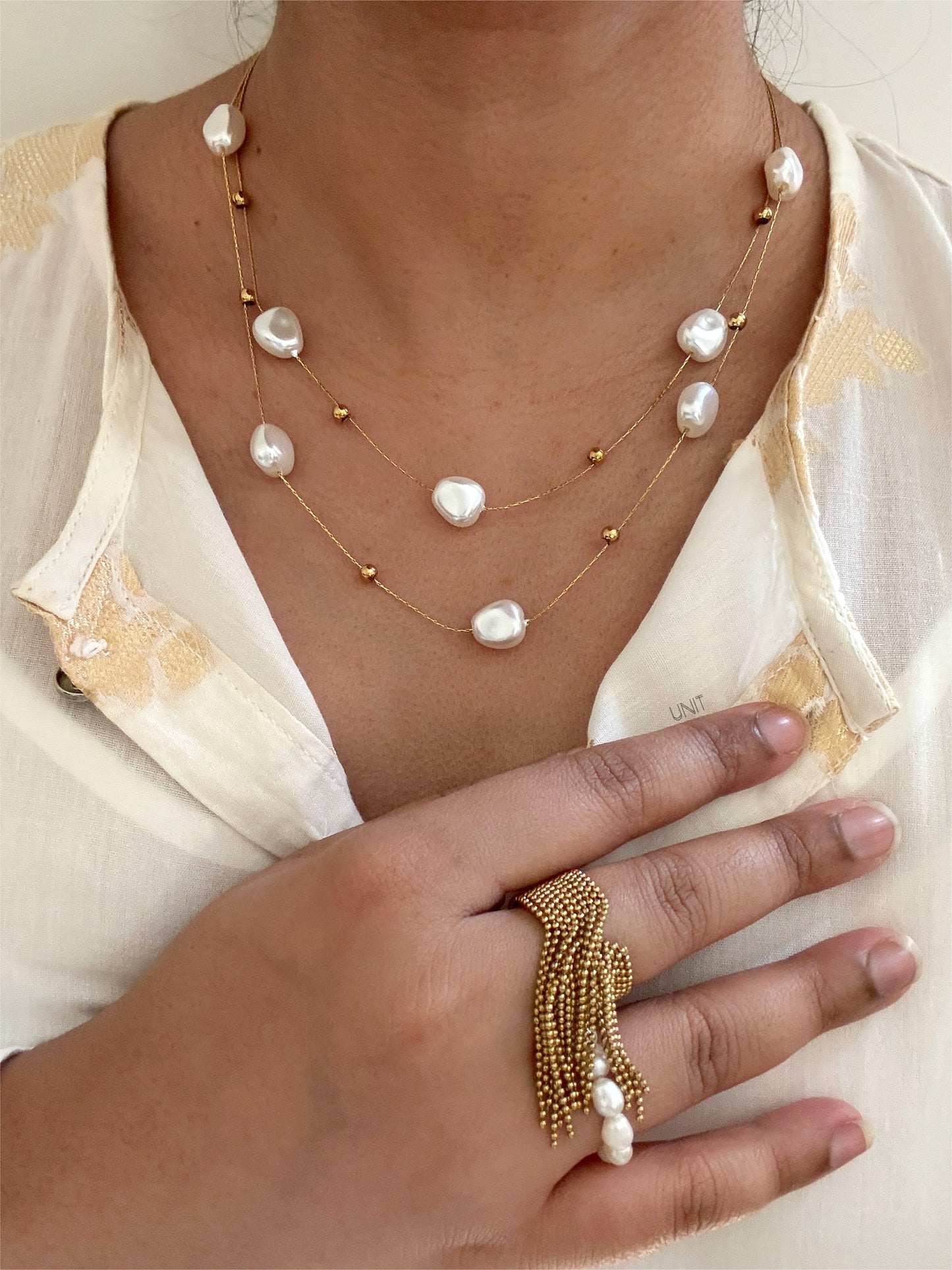 Double Strand Pearl Necklace