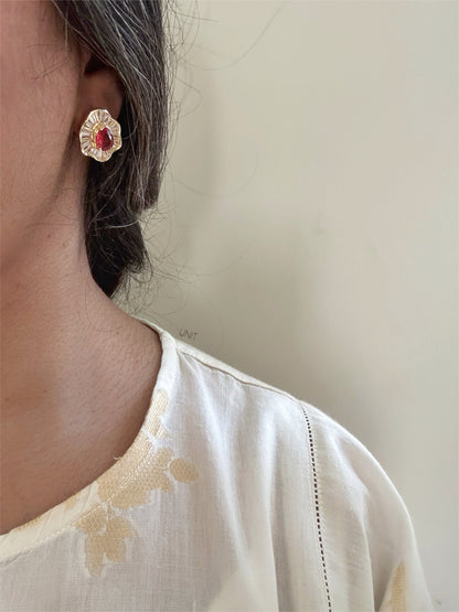 Scarlet Bloom Crystal Studs