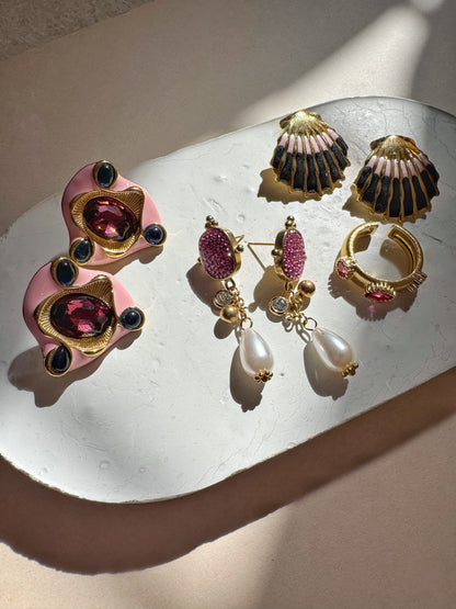 Rosé Orbit Stud Earrings