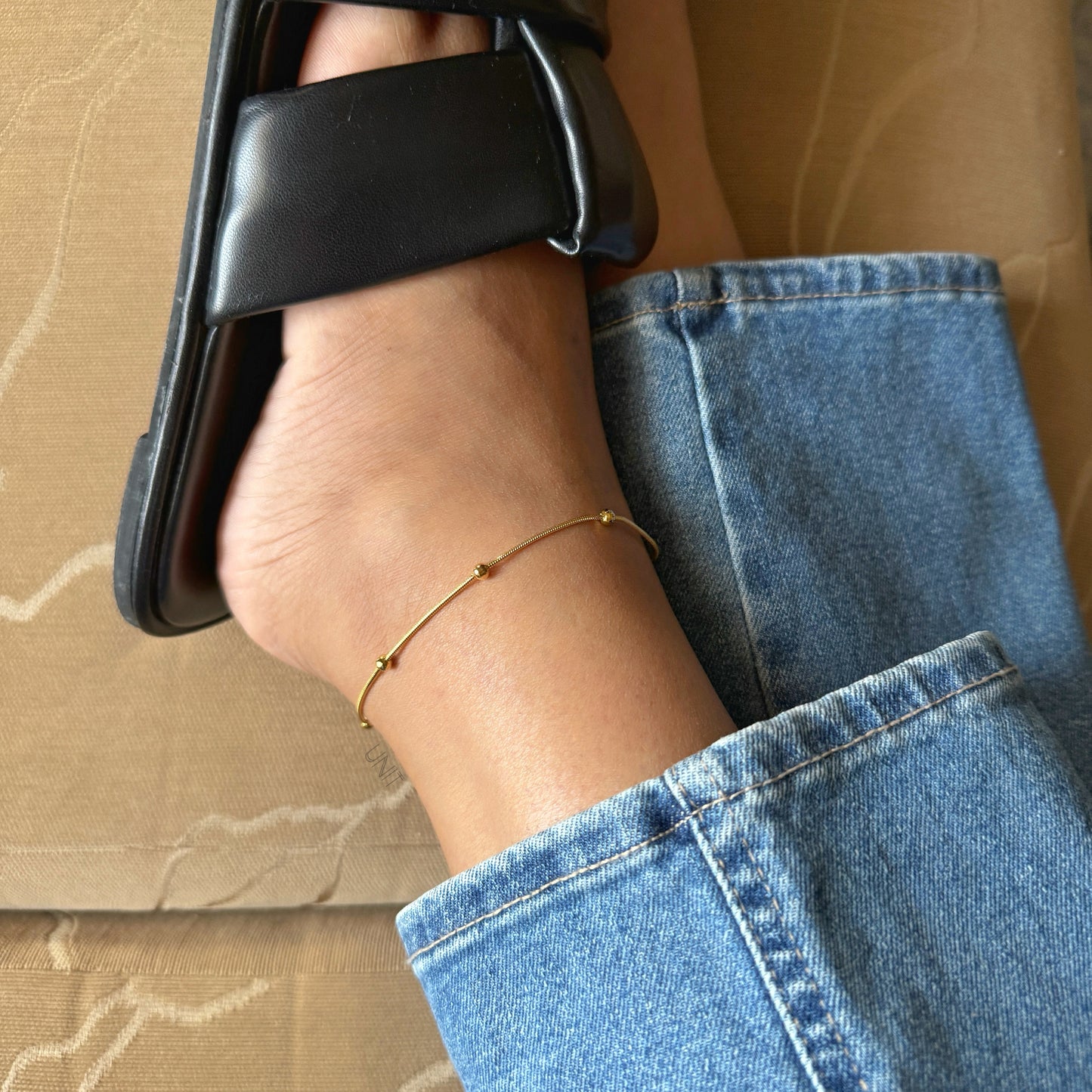 Lina Gold Bead Anklet