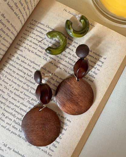 Noir Wood Drop Earrings